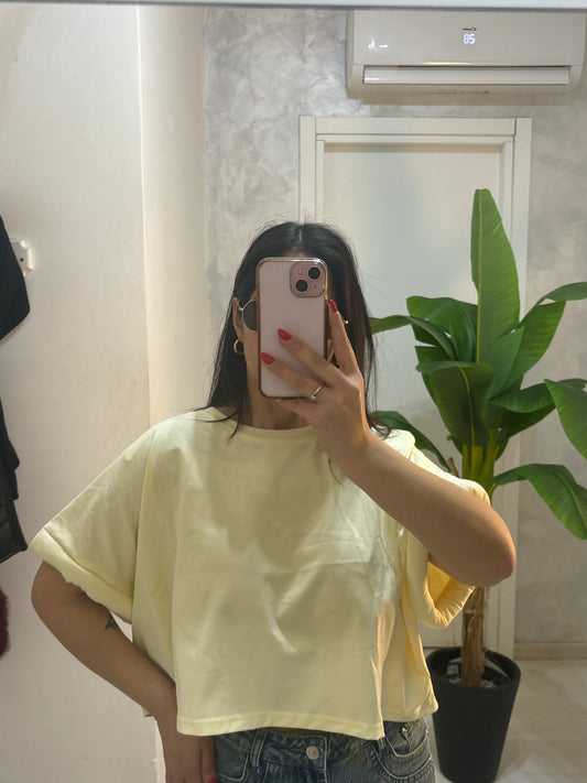 Maglia crop gialla