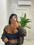 Top modellante blu navy