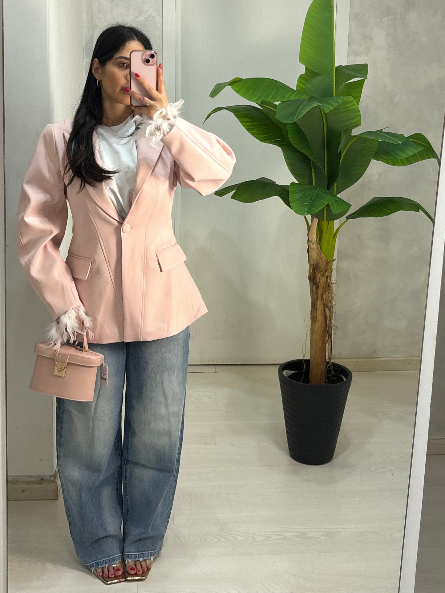 Giacca sfiancata manica Baloon Pink