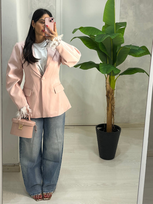 Giacca sfiancata manica Baloon Pink