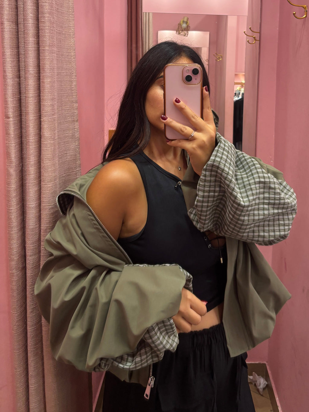 Bomber quadretti verde militare