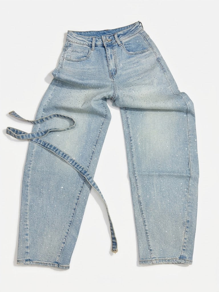 Denim ballon strass